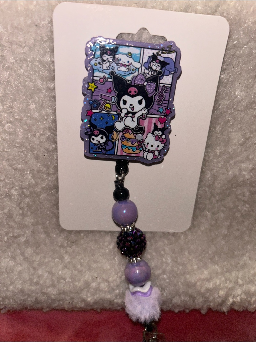 Kuromi badge reel - Cute Character Accessory